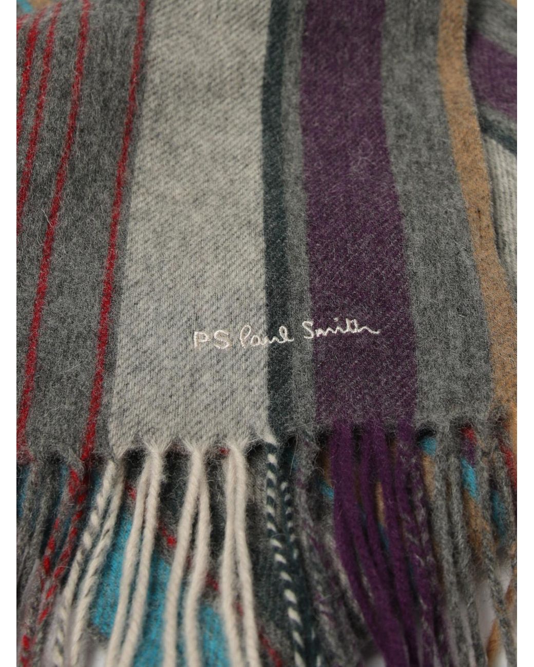 Paul Smith Wollschal Mit Mehrfarbigen Streifen in Gray für Herren