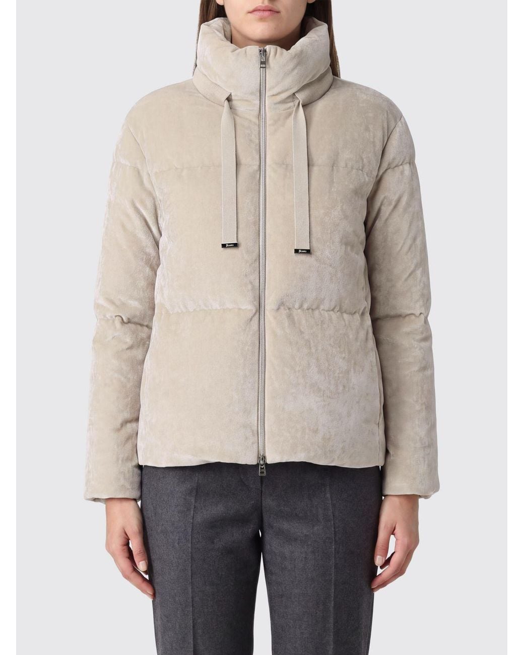 Herno Natural High-Neck Quilted Microfiber Down Jacket With Hood