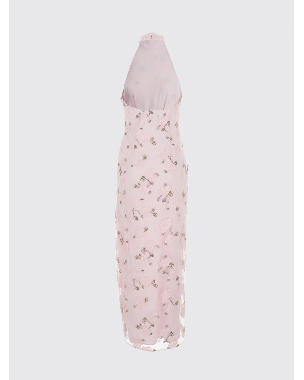 ROTATE BIRGER CHRISTENSEN Pink Halterneck Crêpe Gown With Beaded Embroidery