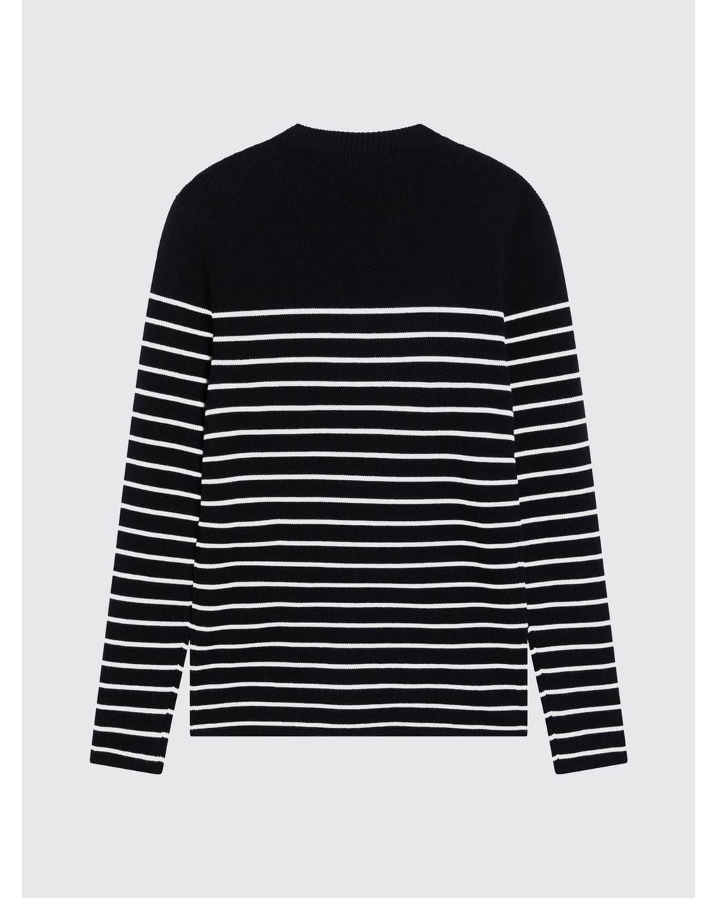 Dolce & Gabbana Blue Dolce &Amp Gabbana Striped Wool-Blend Crewneck Jumper With Shoulder Buttons for men