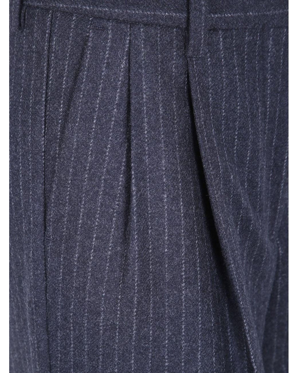 Filippa K Blue Pinstripe Wide Leg Trousers With High Waist And Pleats