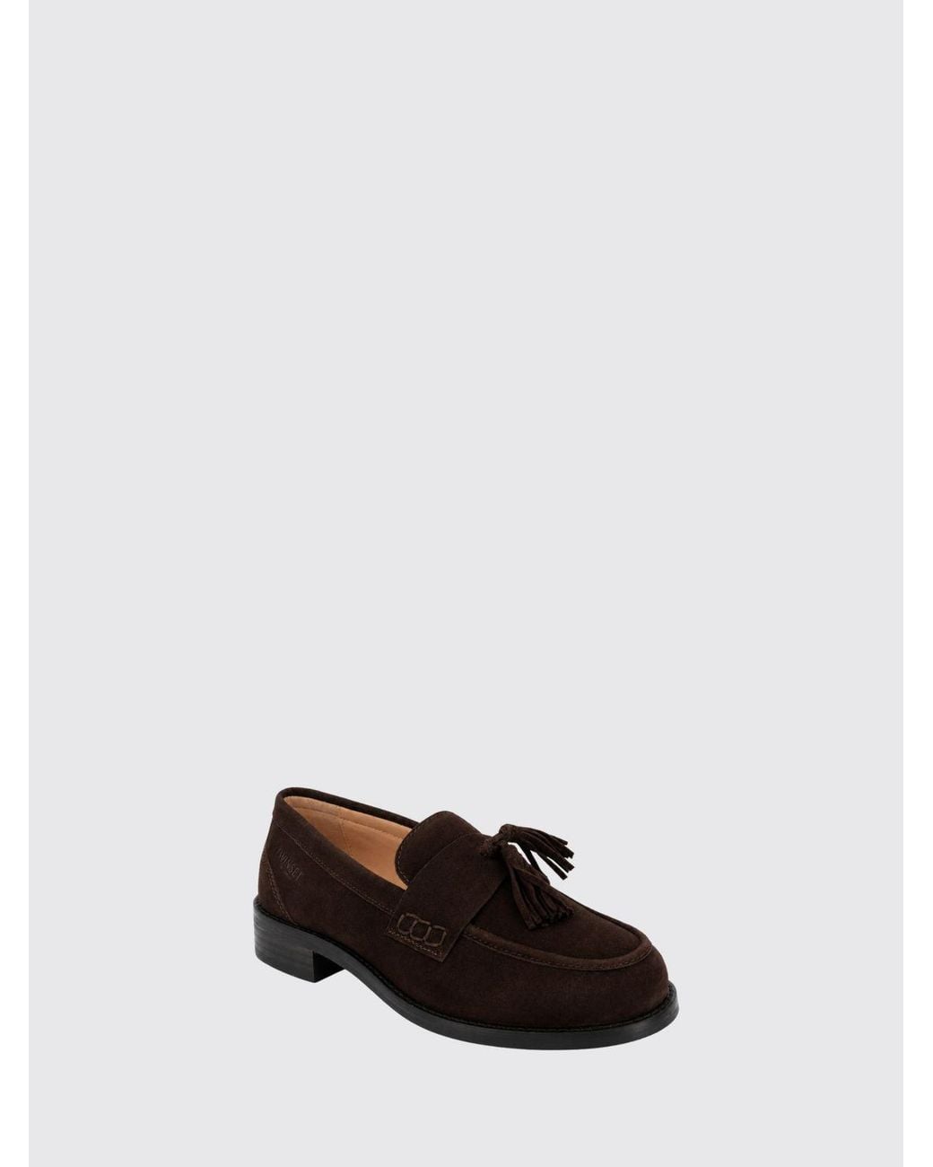 Twinset White Suede Penny Loafers With Tassels And Saddle Strap