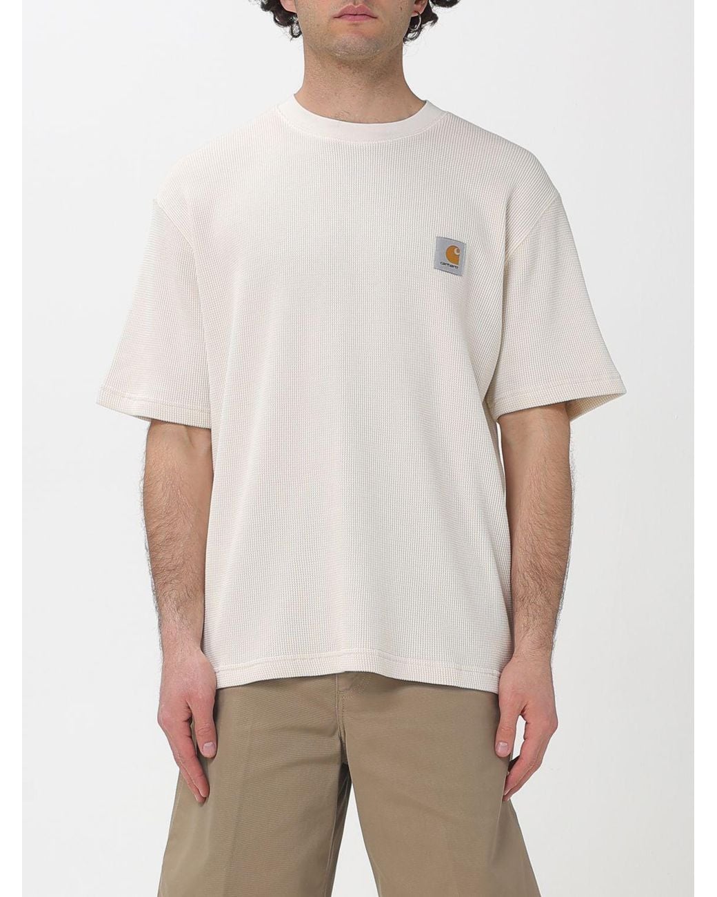 Carhartt White Cotton Crew Neck T-Shirt for men