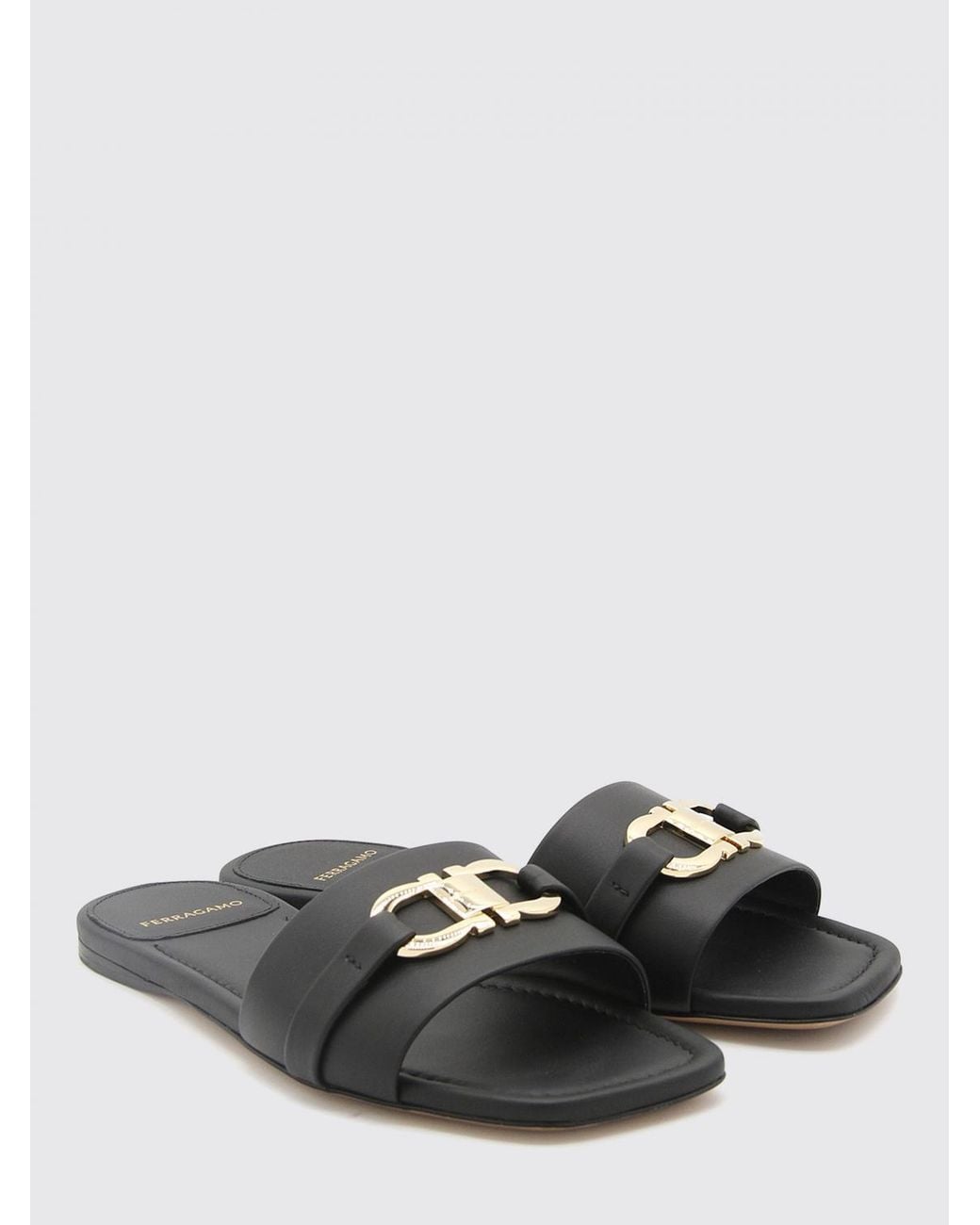 Ferragamo Black Flat Sandals
