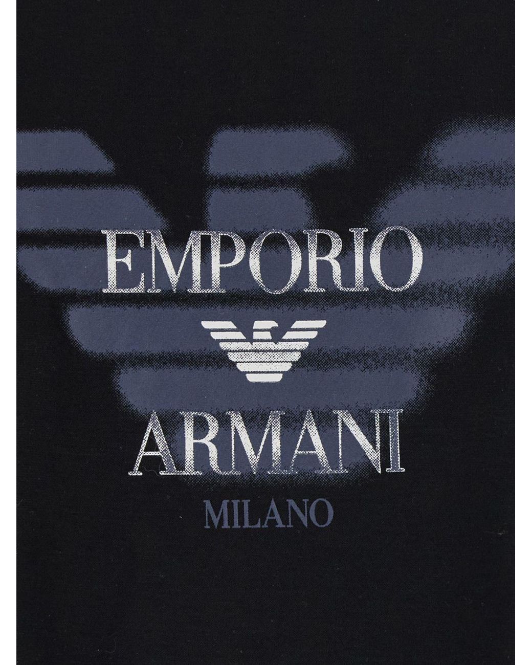 Emporio Armani Black Lyocell And Cotton Blend T-Shirt With Eagle Logo for men
