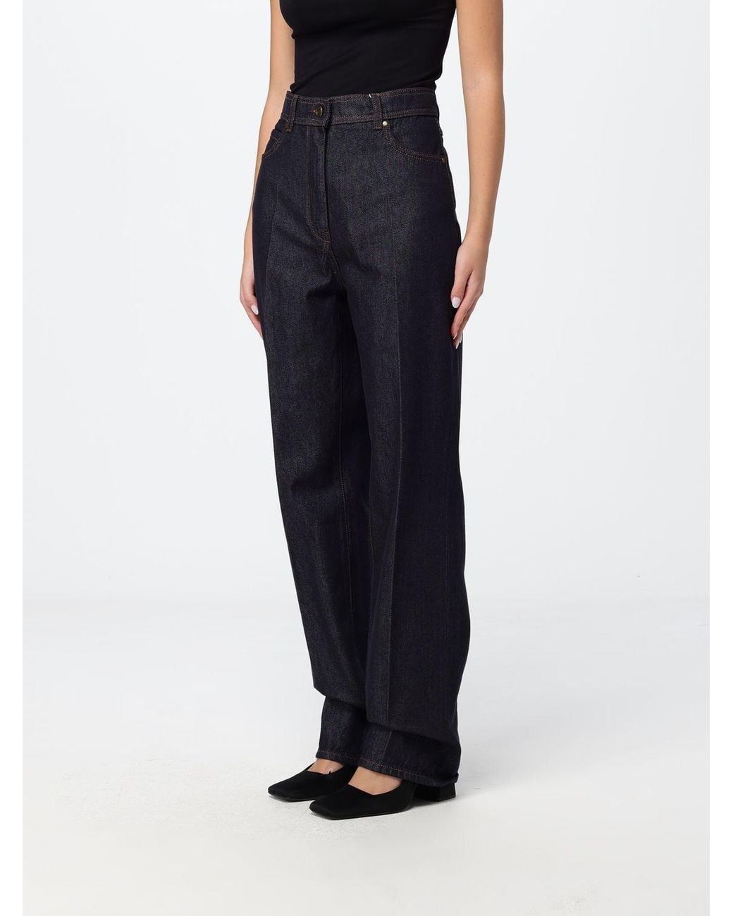 Max Mara Blue High-Waisted Straight Jeans