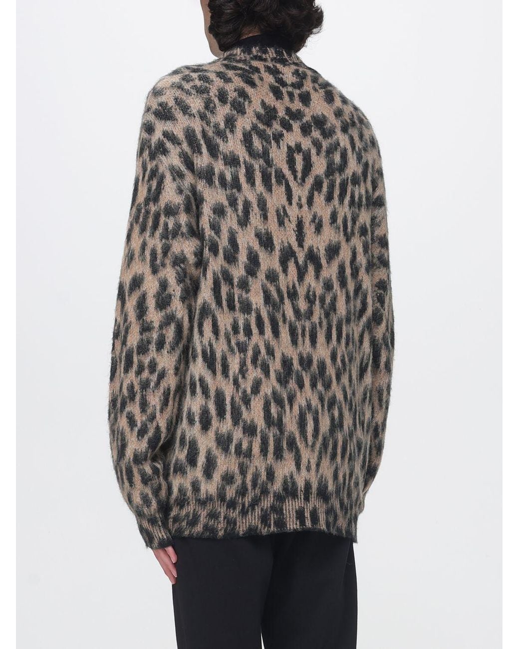 Laneus Gray Animal Print V-Neck Cardigan for men