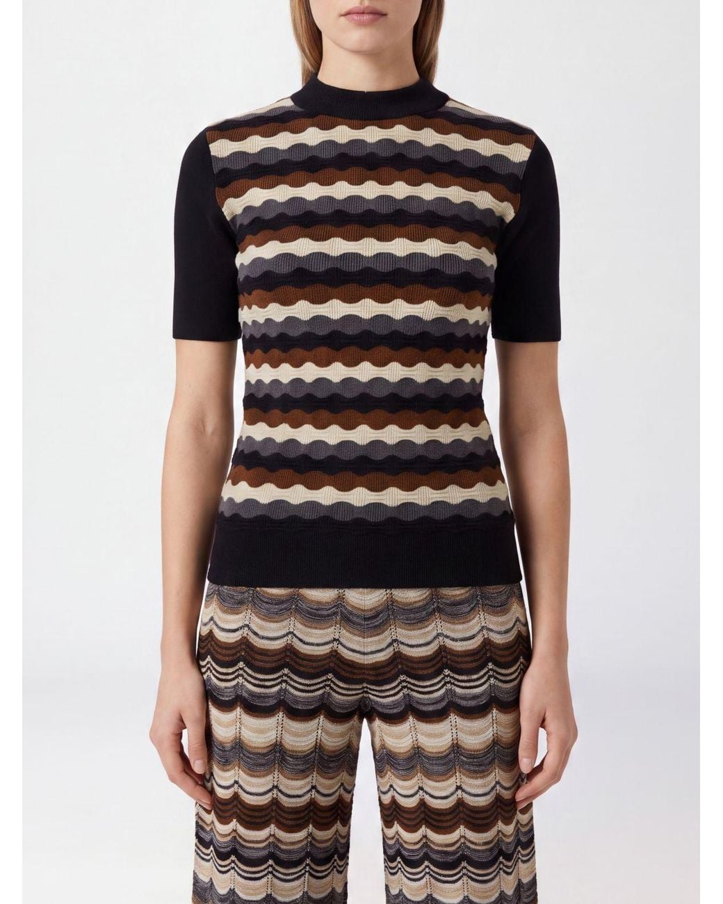 Marni Black Slim Fit Striped Virgin Wool Sweater