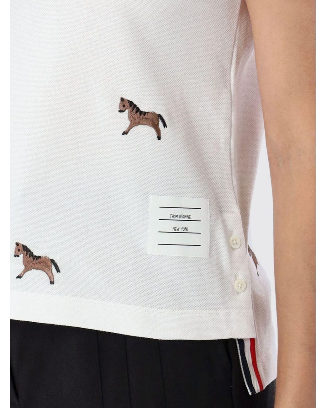 Thom Browne White All-Over Horse Cotton Polo