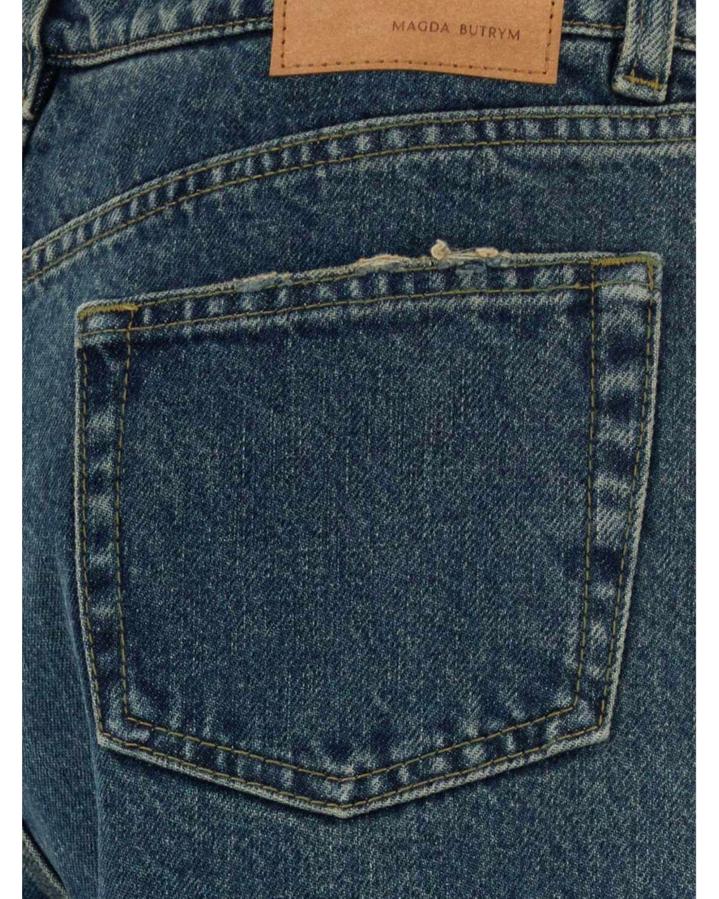 Magda Butrym Blue Mid-Rise Straight-Leg Cotton Denim Jeans