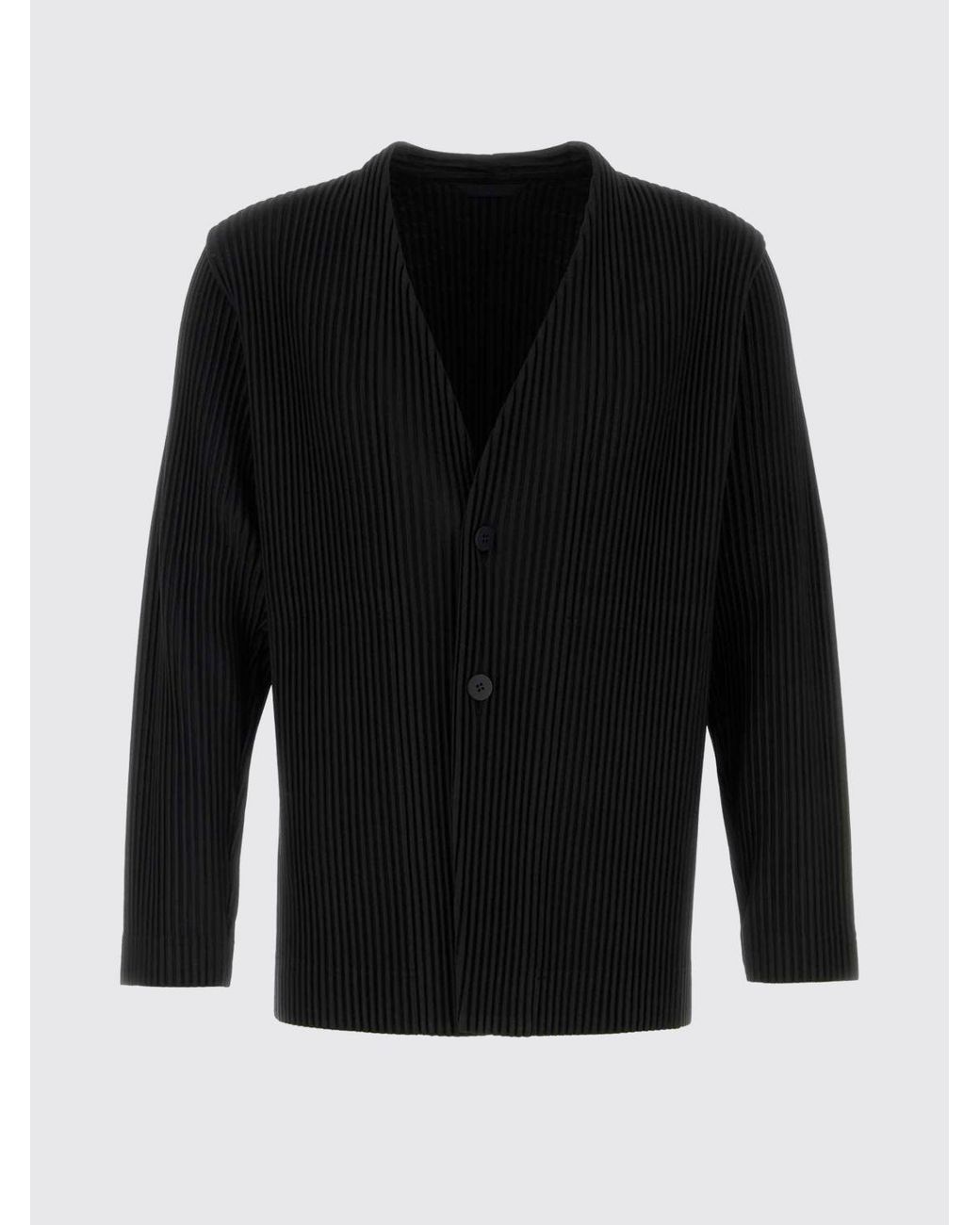 Homme Plissé Issey Miyake Black Pleated Cardigan for men