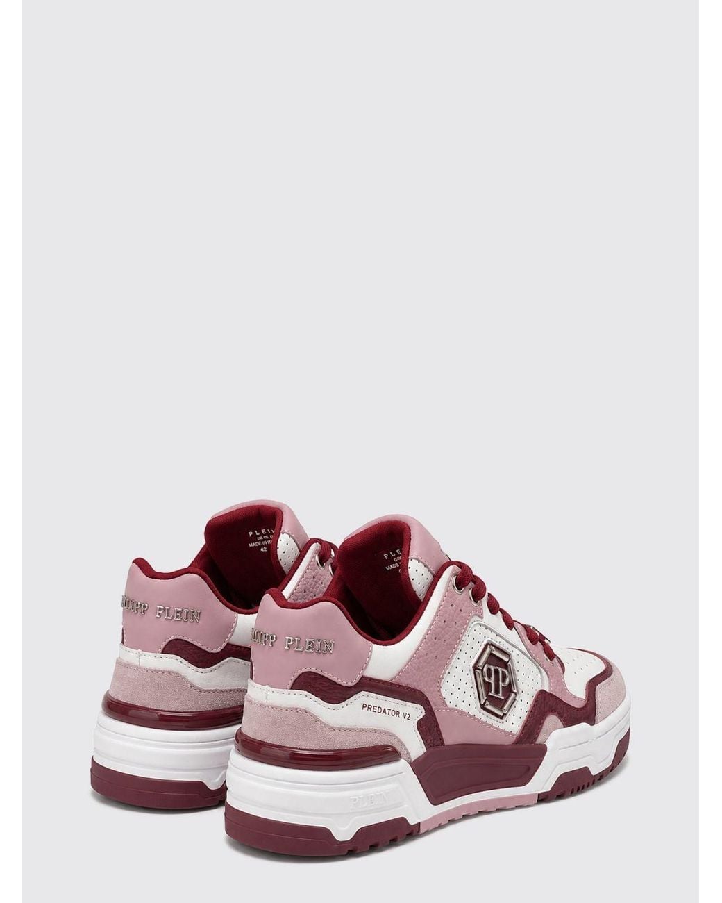 Philipp Plein Pink Predator V2 Low-Top Leather Trainers With Hexagon Logo for men