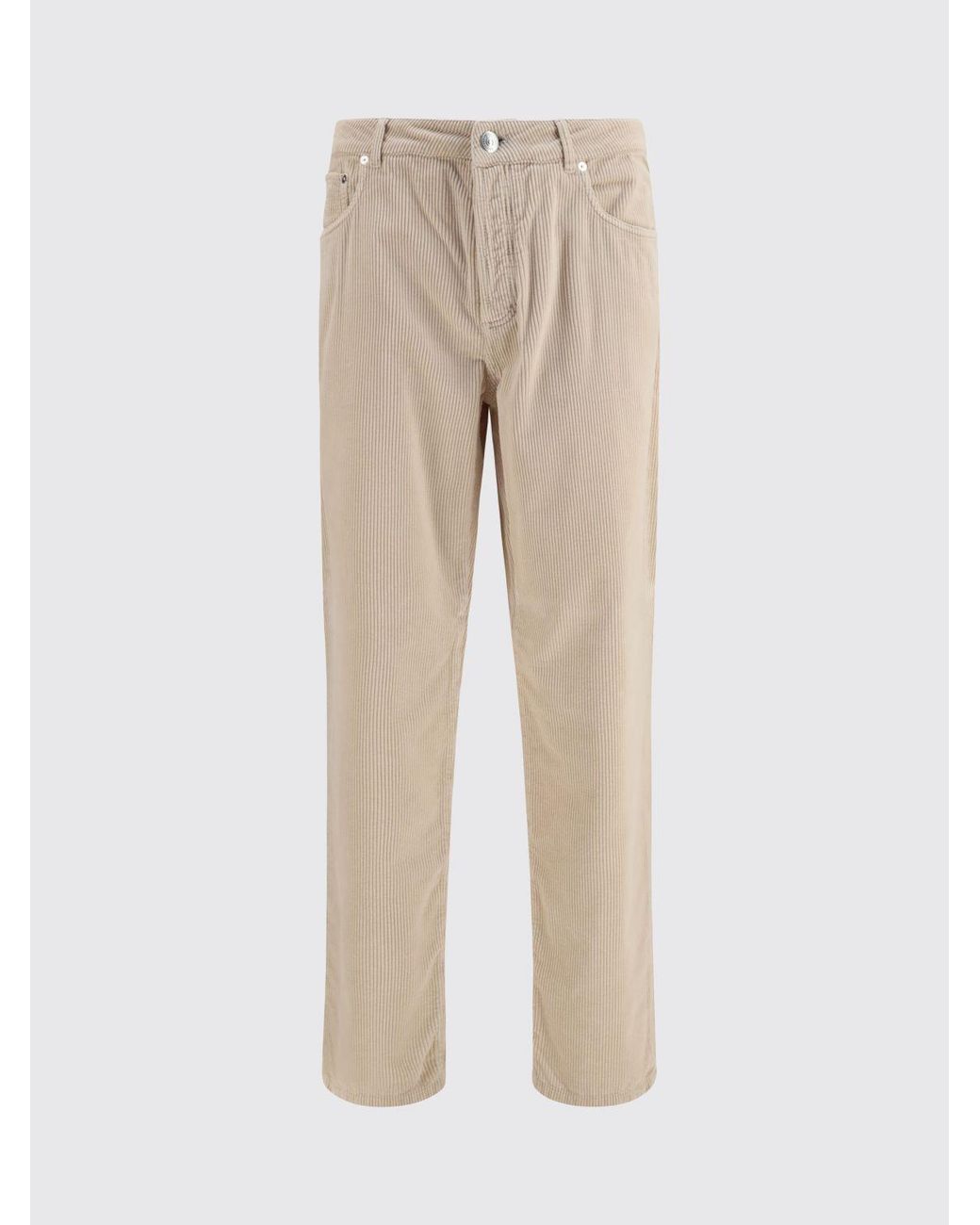 Brunello Cucinelli Natural Slim Fit Five-Pocket Cotton Corduroy Trousers for men