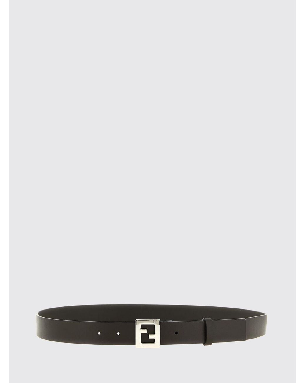 Fendi White And Leather Belt With Ff Monogram Metal Buckle for men