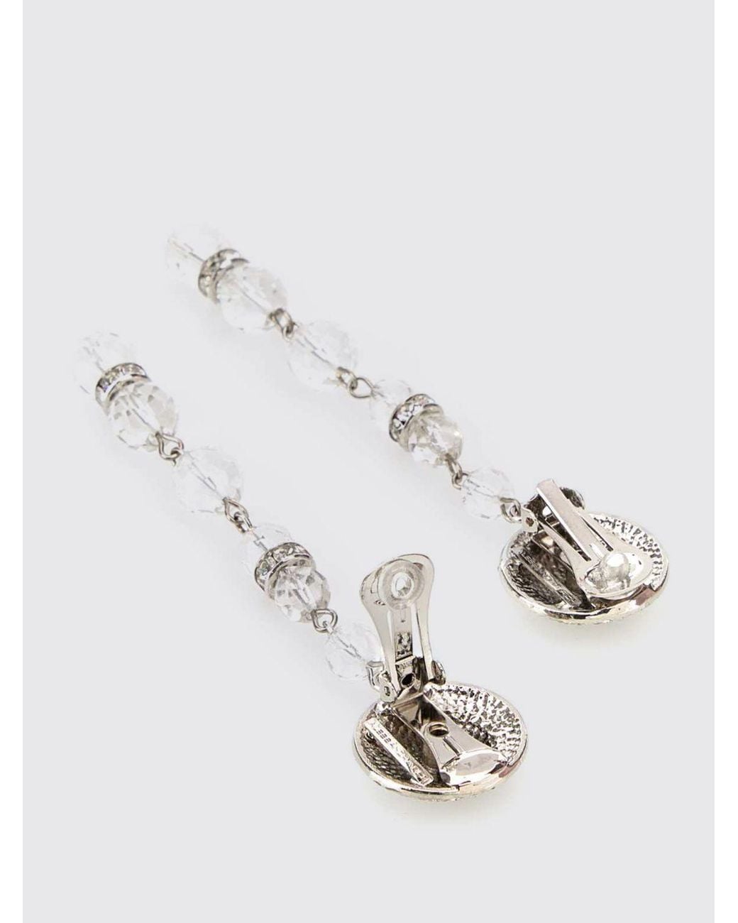 Alessandra Rich White Brass Earrings With Set Rhinestones