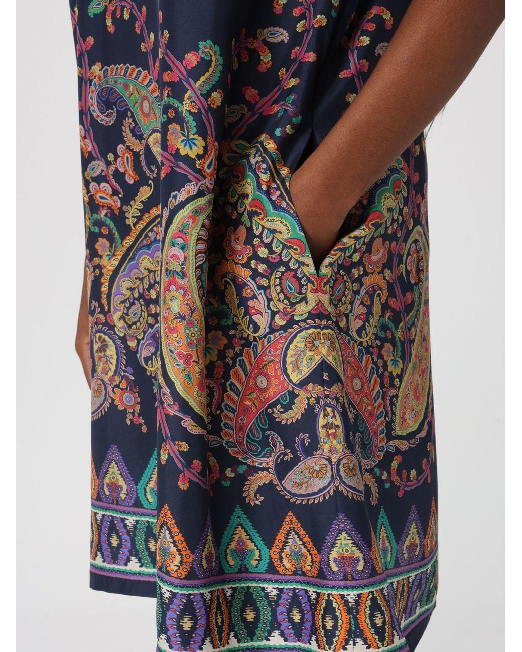 Etro Blue Silk Mini Dresses With Paisley Print