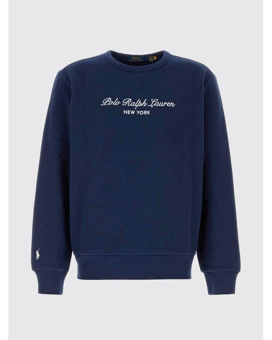 Polo Ralph Lauren Blue Cotton Blend Crewneck Sweatshirt With Embroidered Logo for men