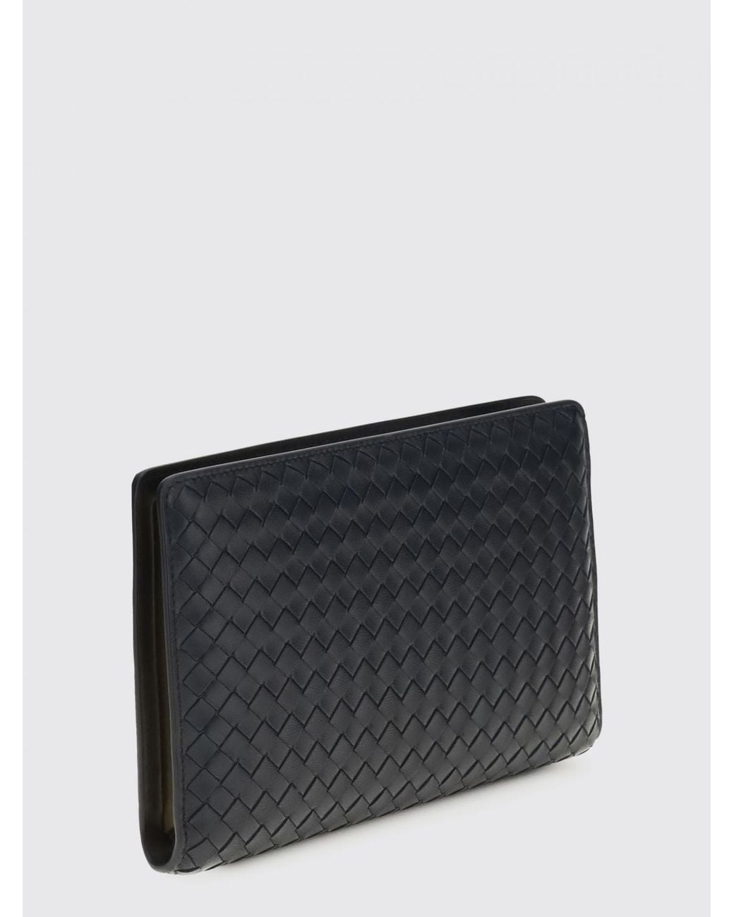 Bottega Veneta Gray Agenda Intrecciato Leather Clutch
