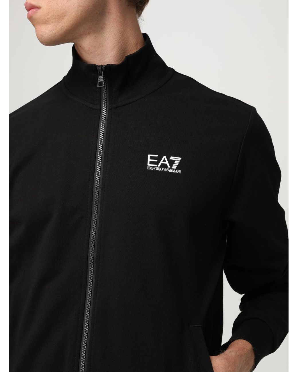 EA7 Black Zip-Throughs for men