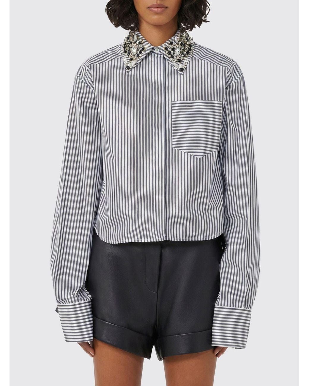 Sportmax Gray Striped Cotton Shirt