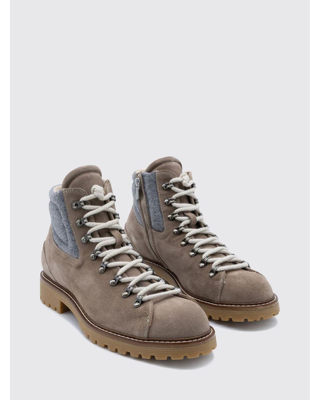 Eleventy Gray Lace-Up Ankle Boots for men