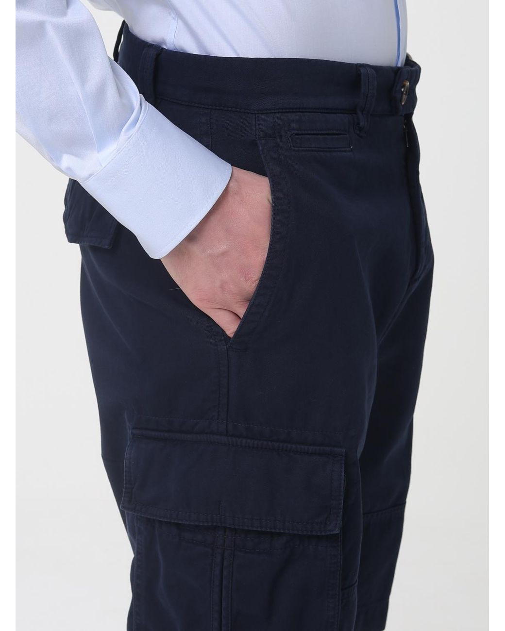 Brunello Cucinelli Blue Cotton Cargo Shorts for men