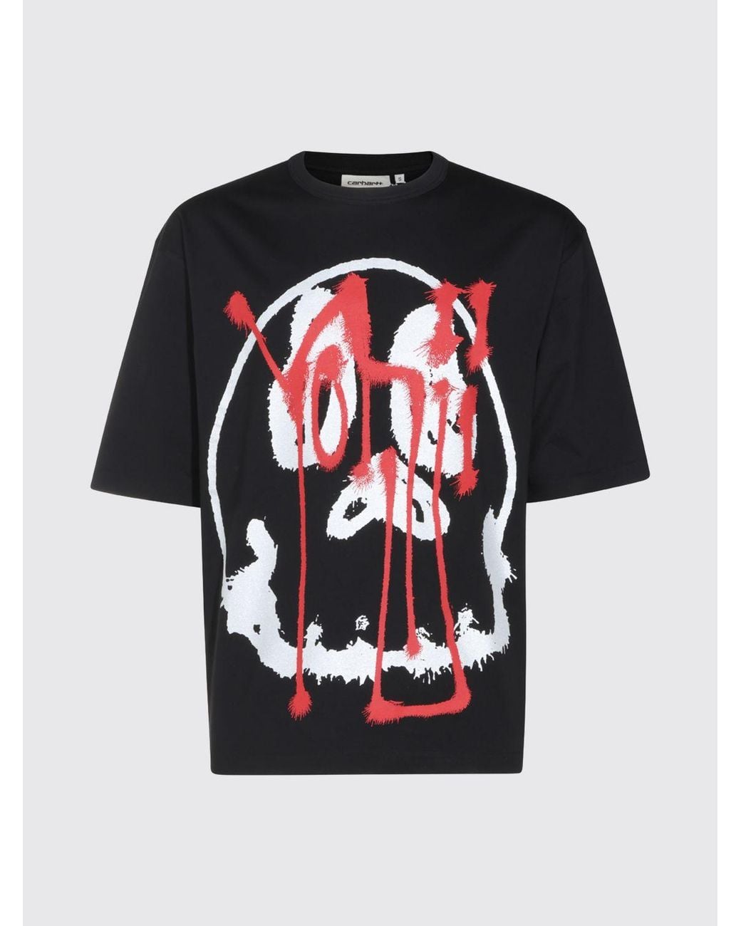 Y-3 Red Short-Sleeved Cotton T-Shirt With Graphic Print for men