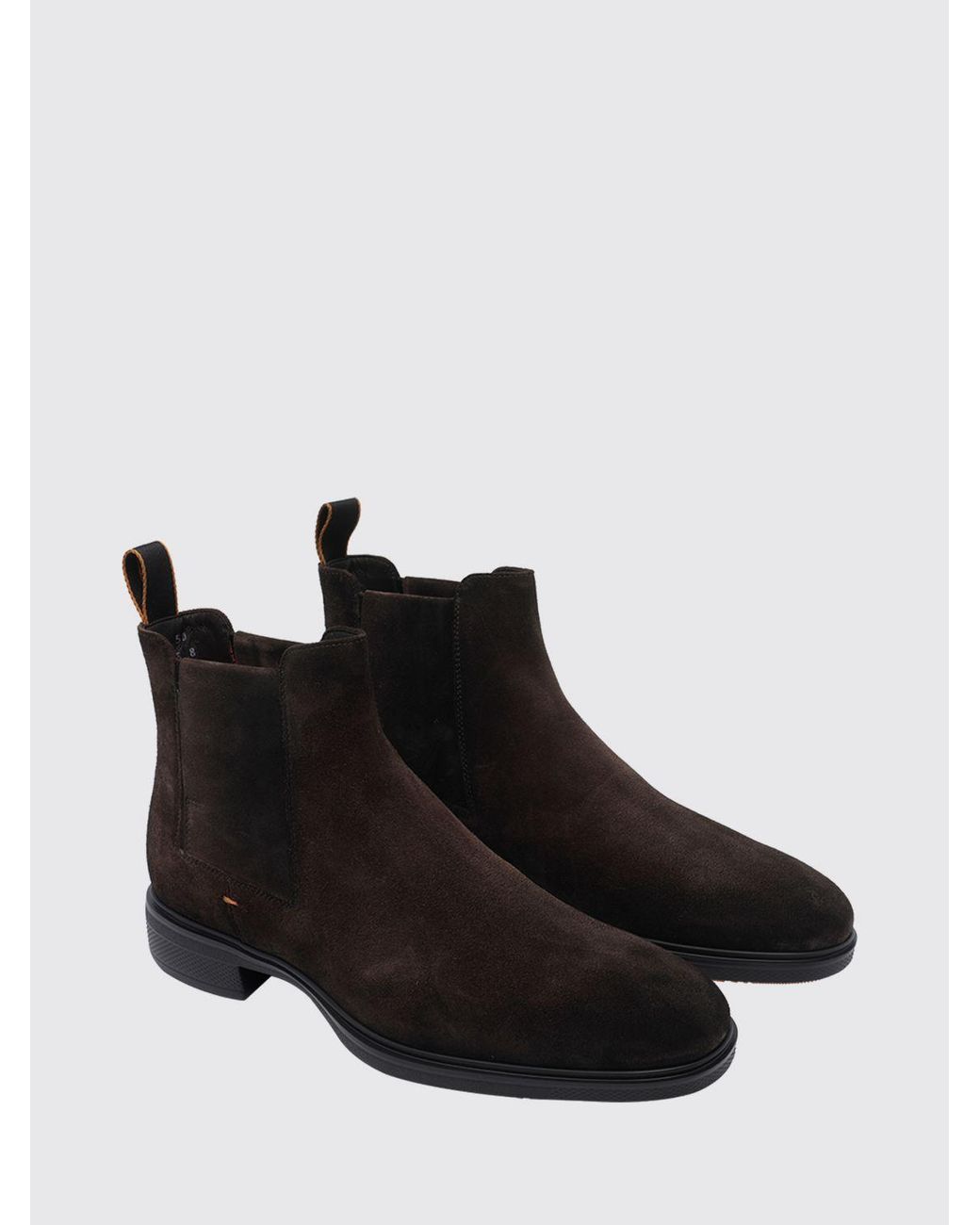 Santoni Black Suede Chelsea Boots With Rubber Sole for men