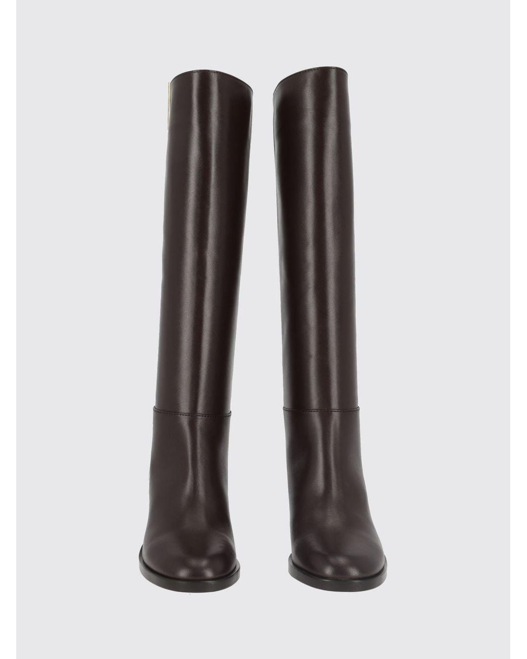 Via Roma 15 Brown Smooth Leather Knee-High Boots With Medium Heel