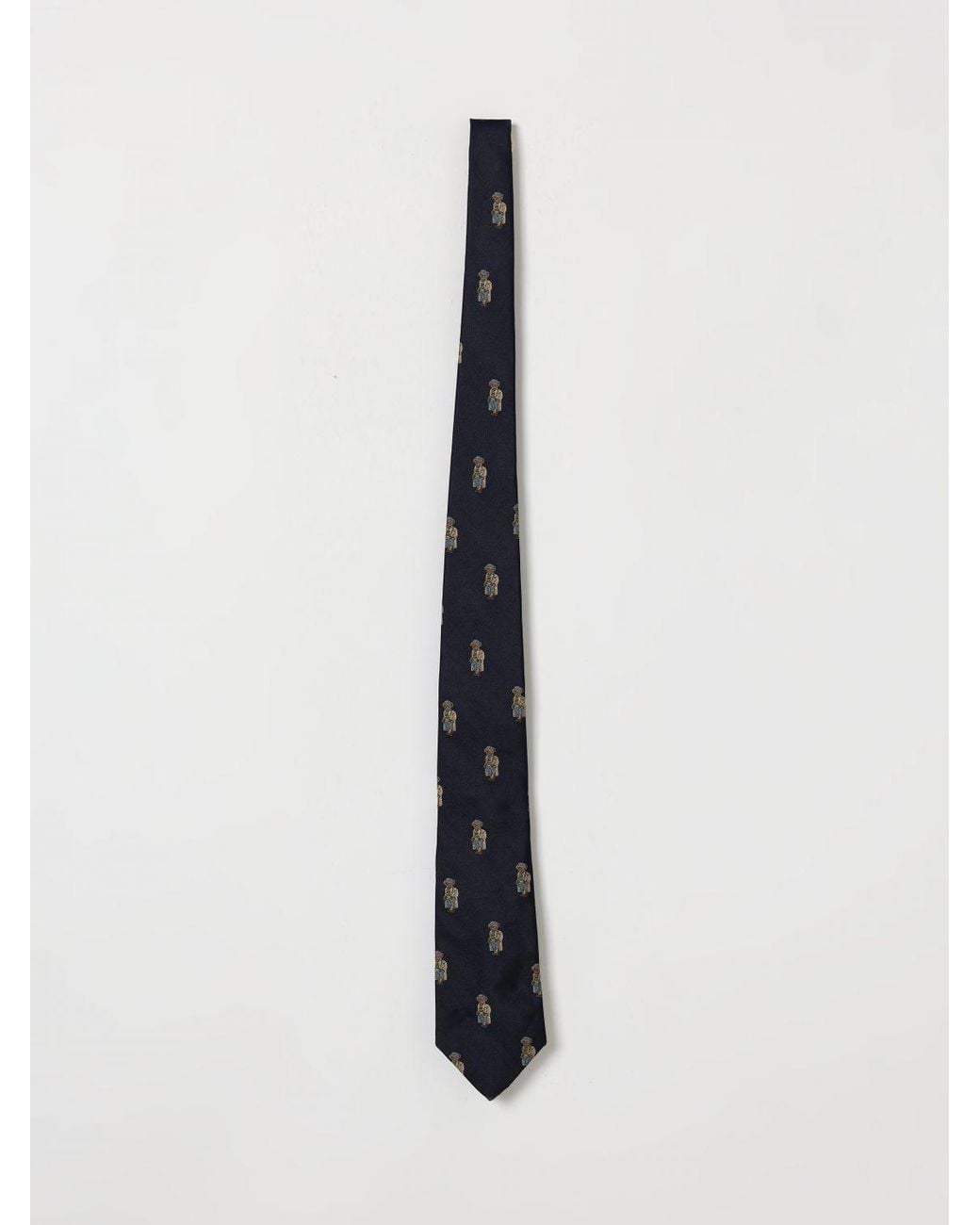 Polo Ralph Lauren White Teddy Bear Print Silk Tie for men