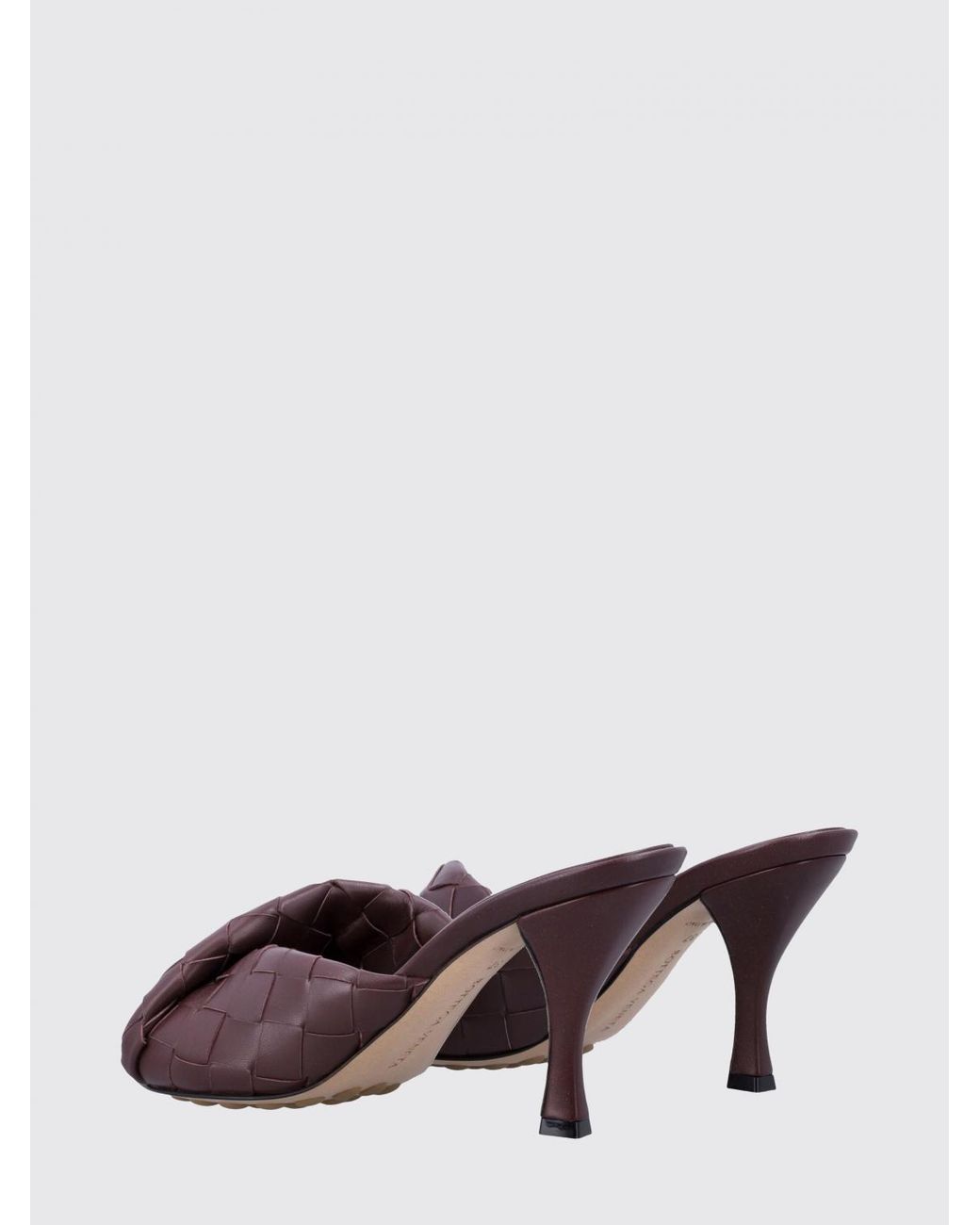 Bottega Veneta Brown Blink Woven Lambskin Mules With A High Flared Heel