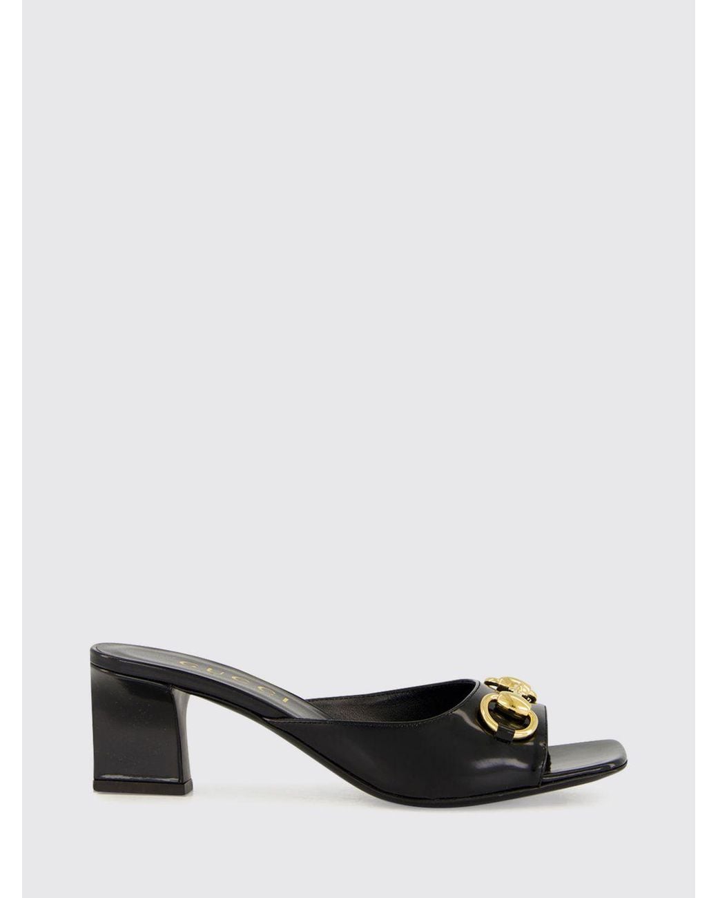 Gucci Black Signora Brushed Calfskin Mules With Horsebit Detail And Mid Heel
