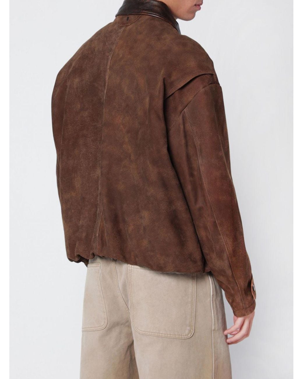 Salvatore Santoro Brown Suede Leather Shirt Jacket With Classic Collar for men