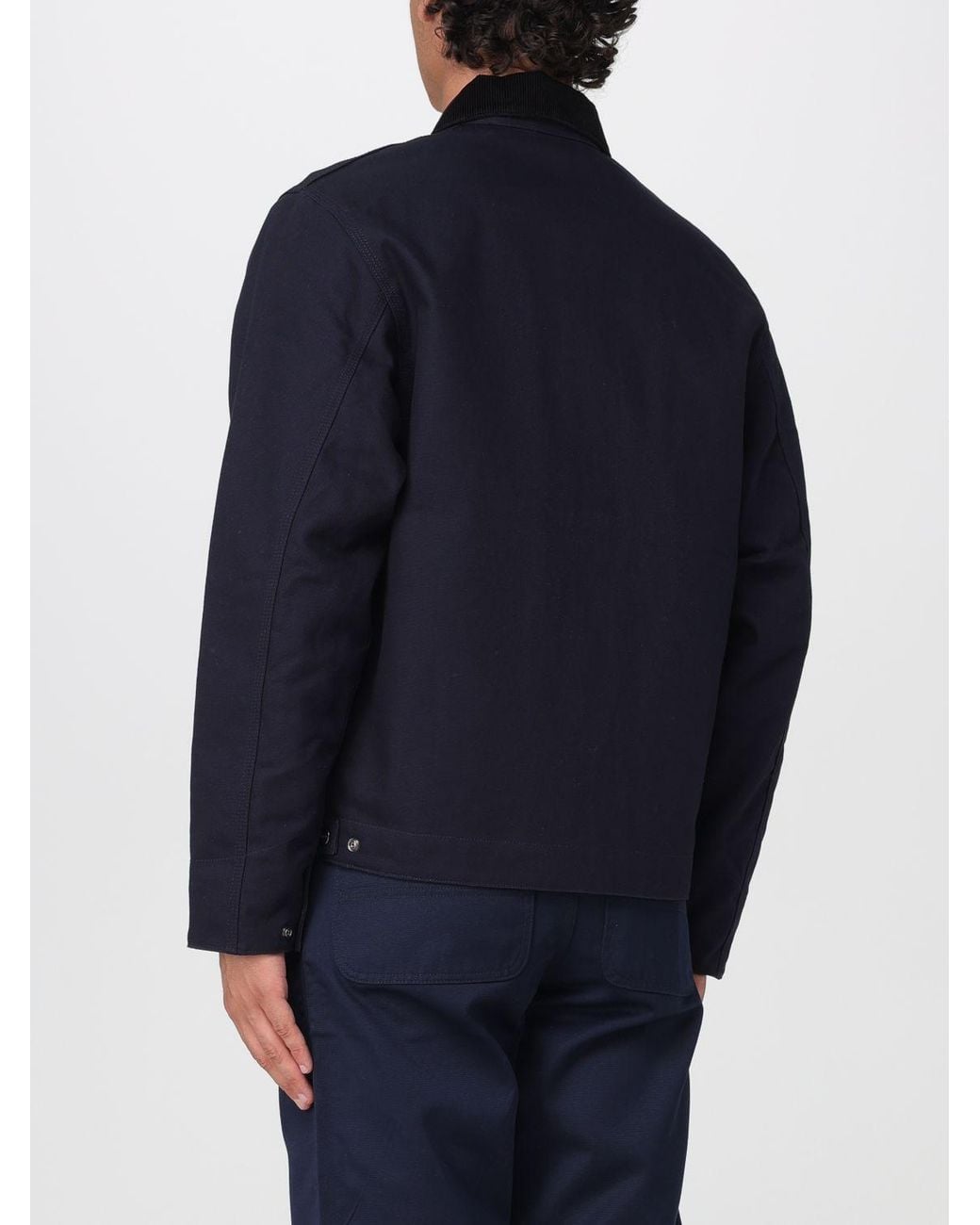 Carhartt Blue Detroit Organic Cotton Shirt Jacket With Velvet Collar for men
