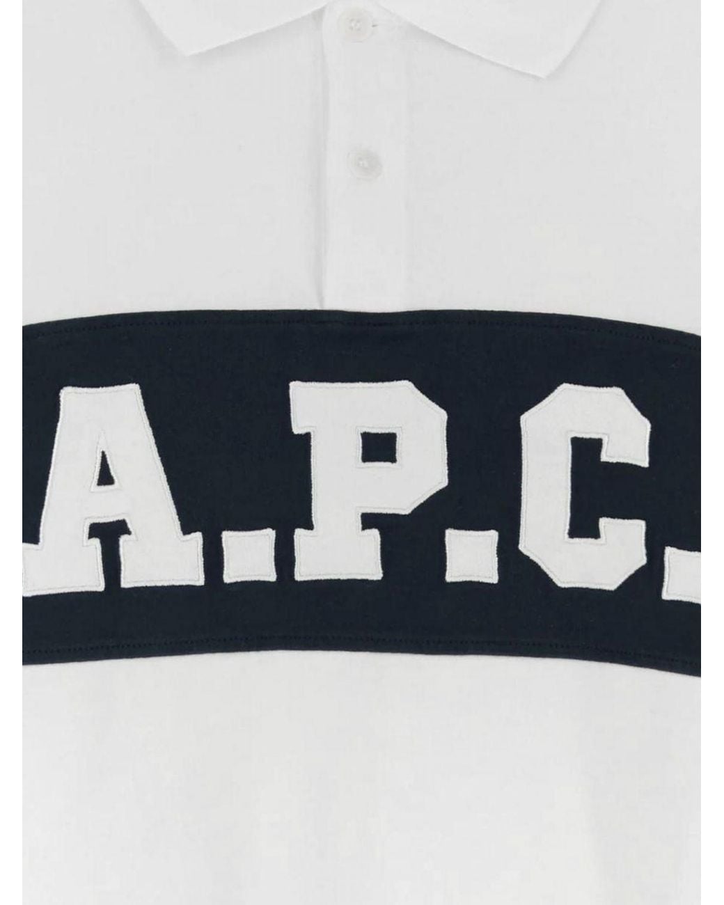 A.P.C. White Long-Sleeved Cotton Polo Shirt With Contrast Logo for men
