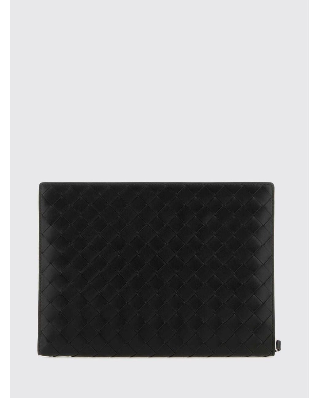 Bottega Veneta Black Intrecciato Calfskin Zipped Pouch With Removable Wristlet for men