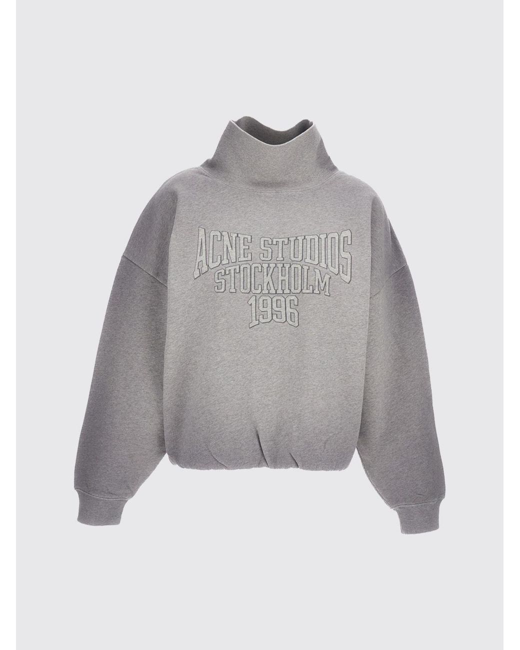 Sudadera Oversize De Algodón Con Cuello Alto Y Logo En Contraste Acne de color Gray