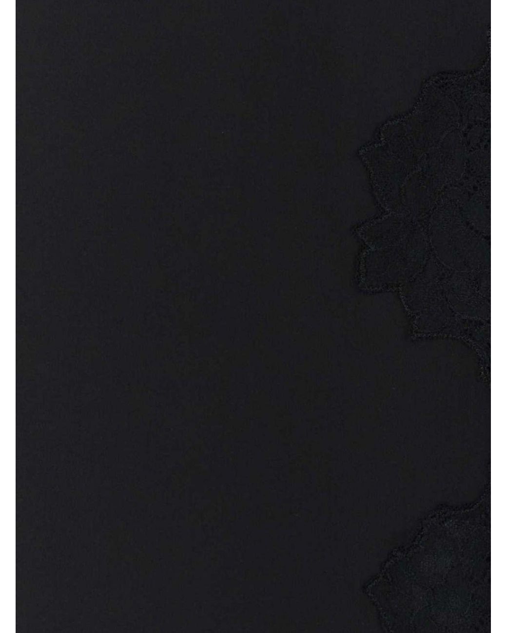 Valentino Garavani Black Silk Midi Pencil Skirt With Lace Inserts And Front Slit