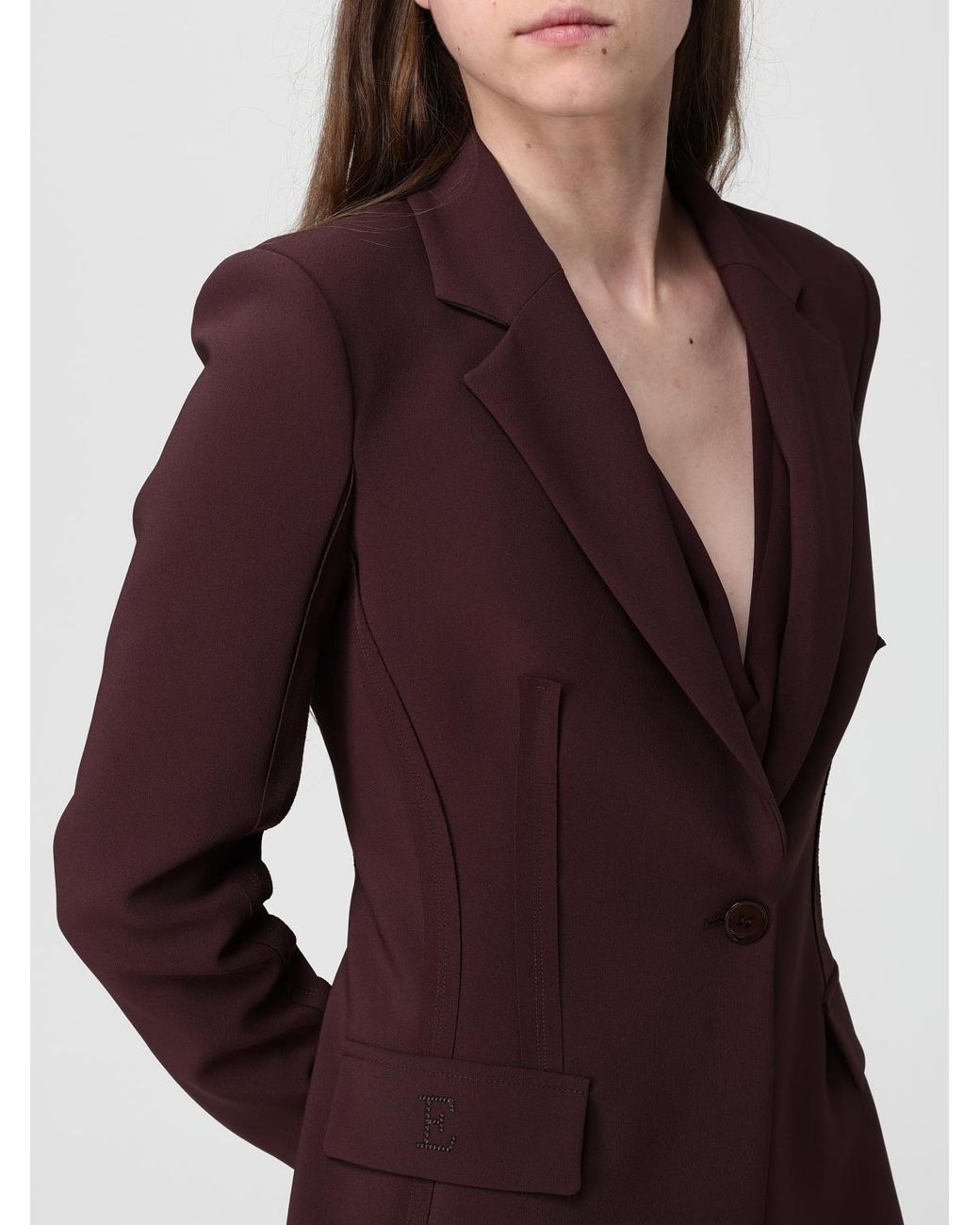 Elisabetta Franchi Red Slim Single-Breasted Blazer