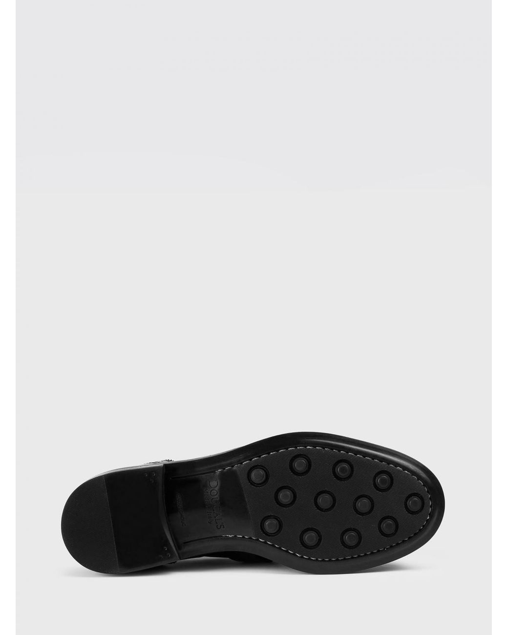 Doucal's Black Leather Monk Strap With Brogue Detail
