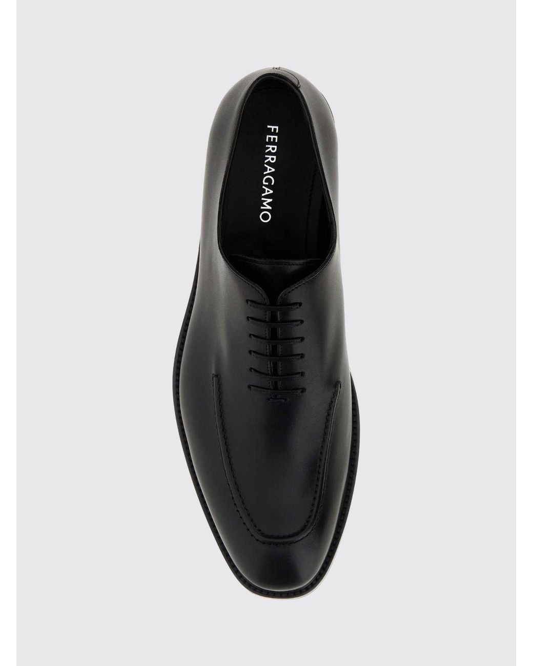 Ferragamo White Smooth Calf Leather Oxford Shoes With Raised Apron Toe for men