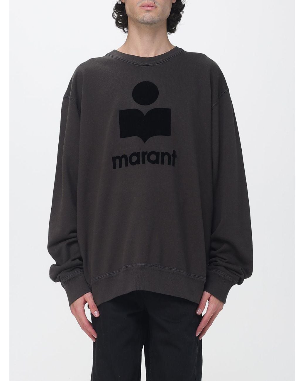 Isabel Marant Gray Relaxed Fit Crewneck Sweatshirt With Contrast Logo for men