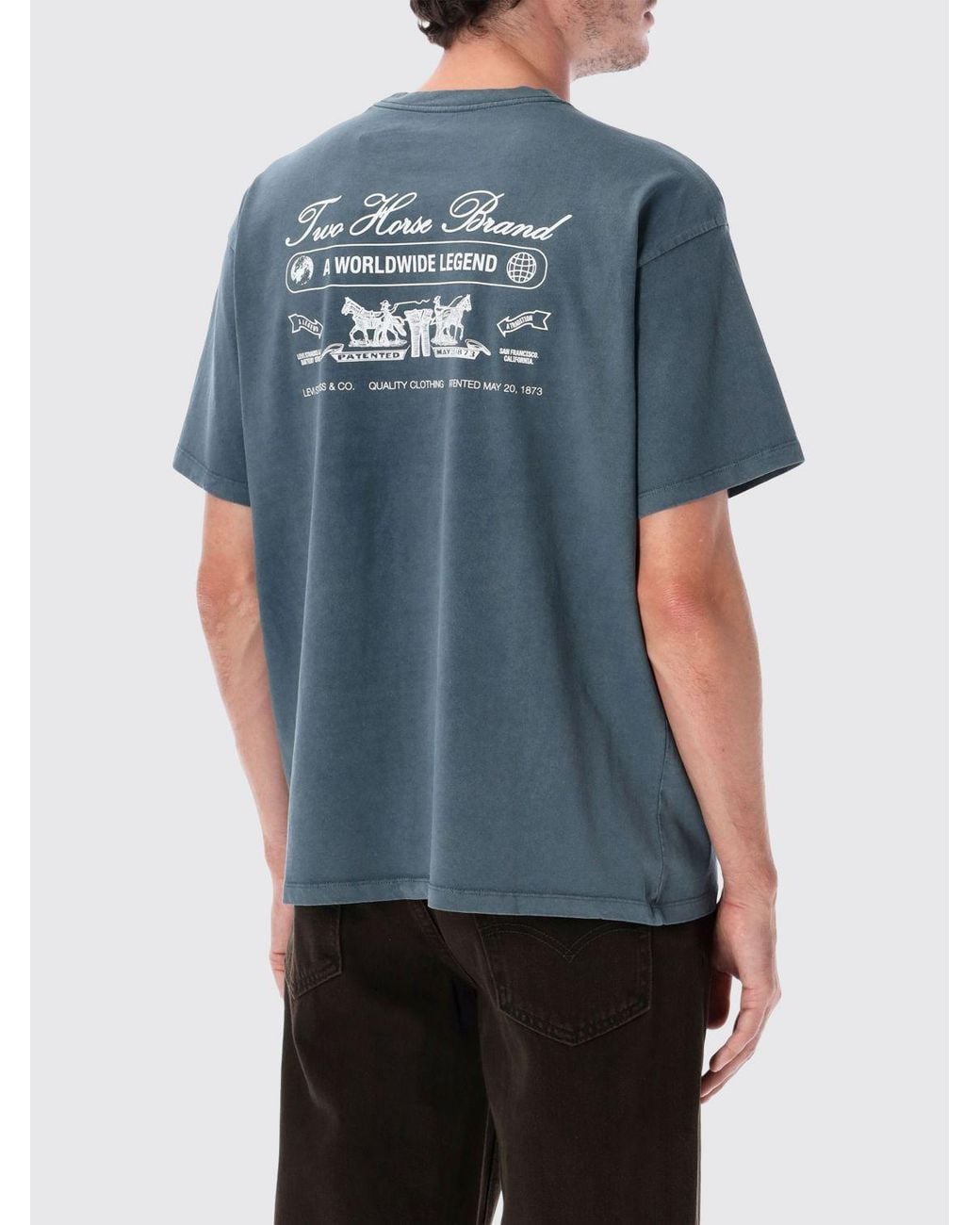 Levi's Blue Cotton T-Shirt With Patch Pocket And Graphic Logo Print for men