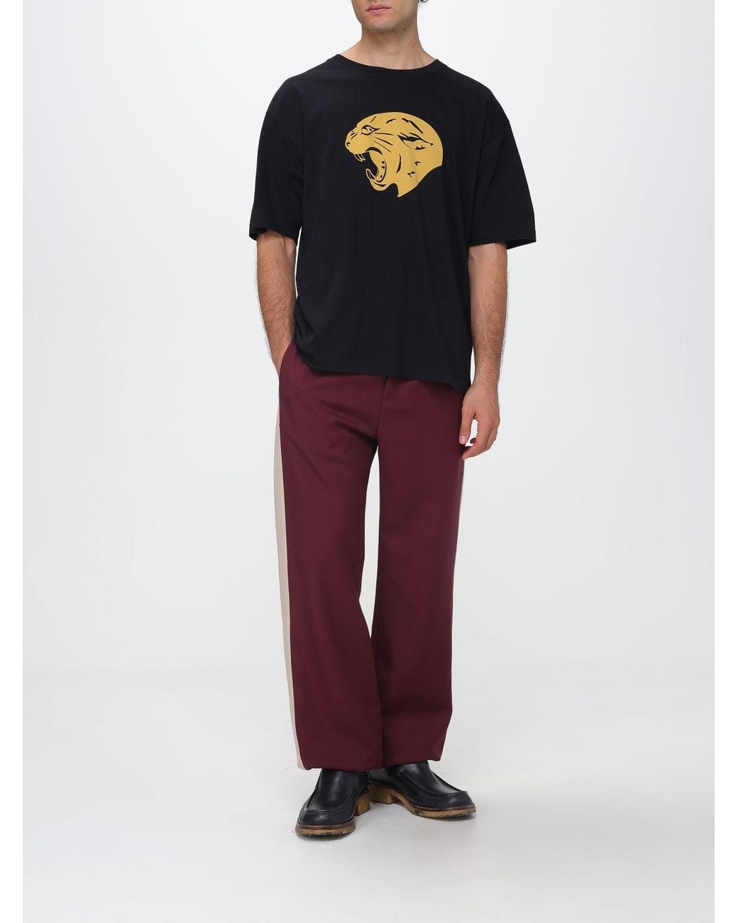 Valentino Garavani Blue Cotton Crewneck T-Shirt With Graphic Print And Dropped Shoulders for men