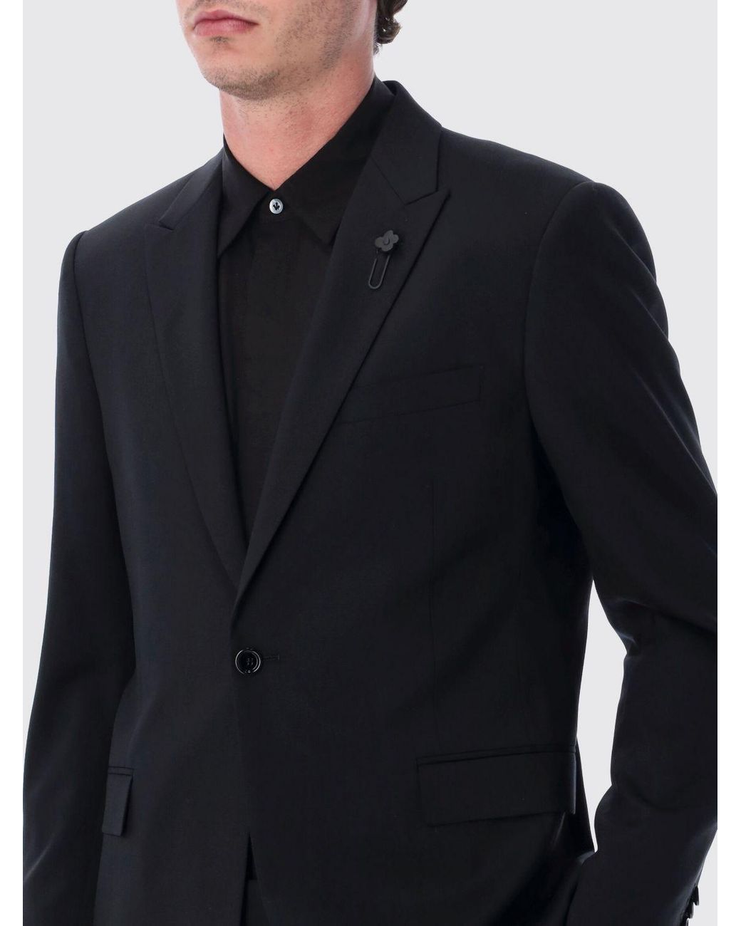 Lardini Blue Single-Breasted Stretch Wool Suit With Classic Lapels for men