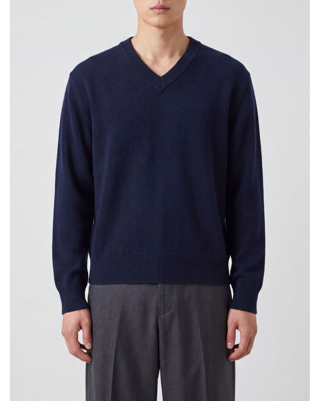 sunflower Blue Long-Sleeve V-Neck Jumper for men