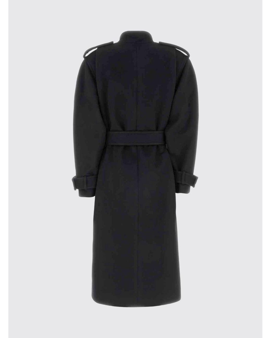 Chloé Blue Chlo&Eacute Long Double-Breasted Virgin Wool Coat With Belt And High Neck