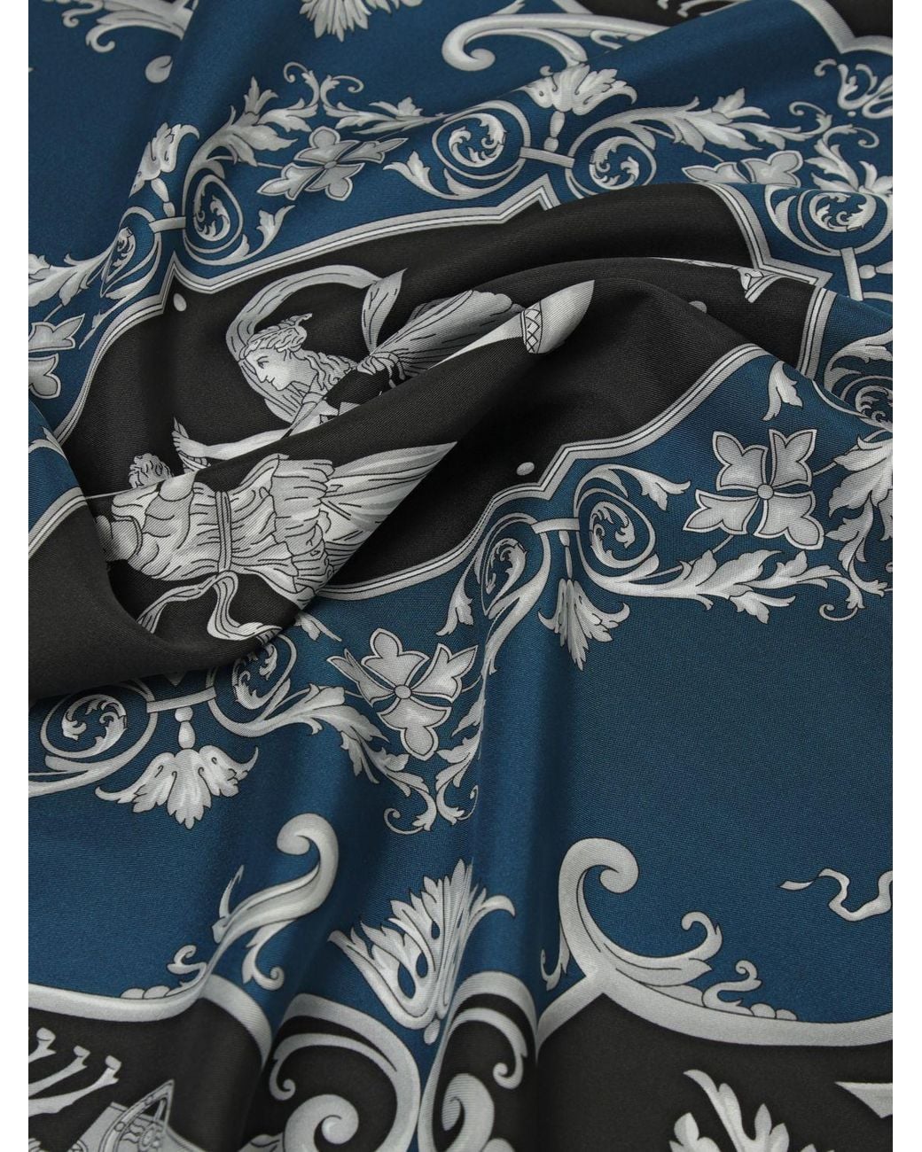 Versace Blue Baroque Print Silk Foulard for men