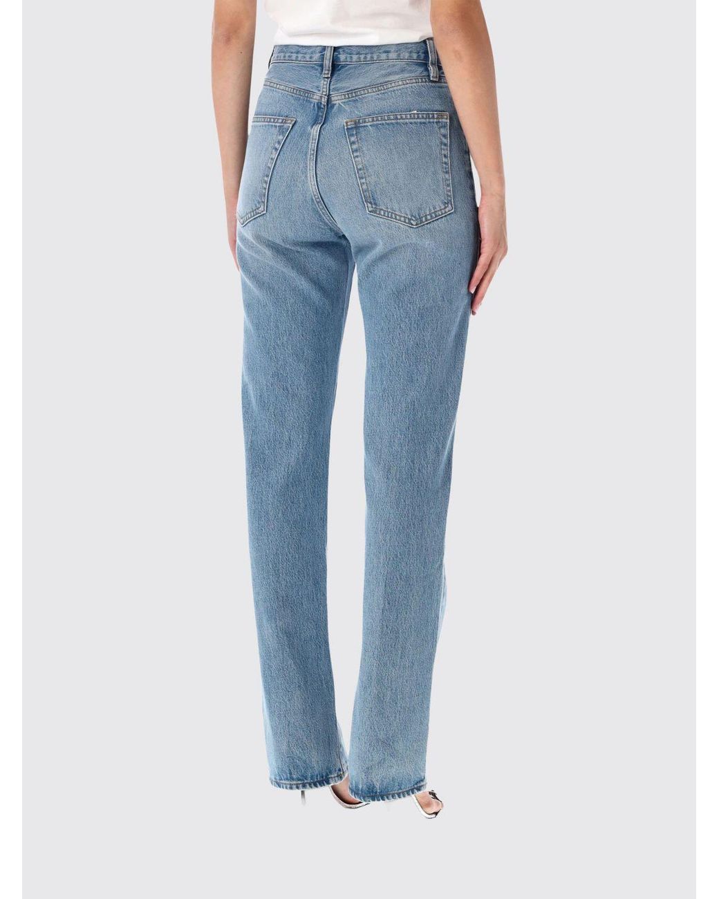 FRAME Blue The Vertical High-Waisted Straight Jeans