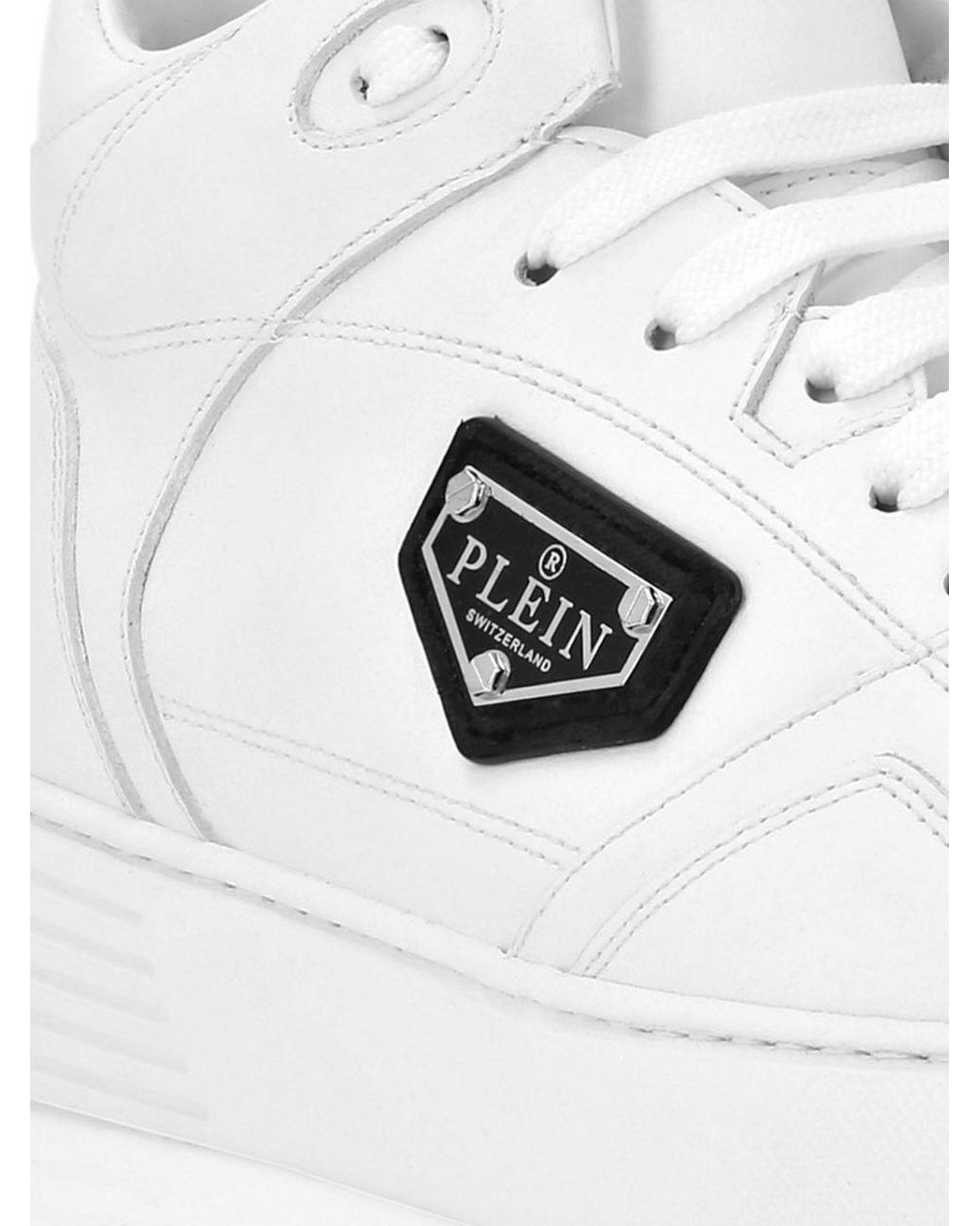 Philipp Plein White High-Top Lace-Up Sneakers for men